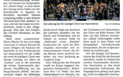 Eindrucksvolle Kontraste – Kantorei und Orchester der Karlshöhe intonieren „Israel in Egypt“ und „Beben“